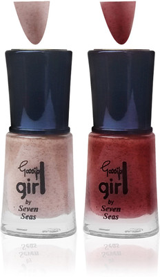 

seven seas cosmetics makeup gossip girl glitter nail polish exclusive fashion 7 day long lasting collection set of 2 beige, maroon(Pack of 2)