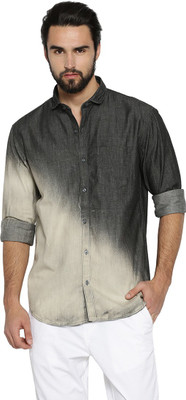 CAMPUS SUTRA Men Dyed/Ombre Casual White, Black Shirt
