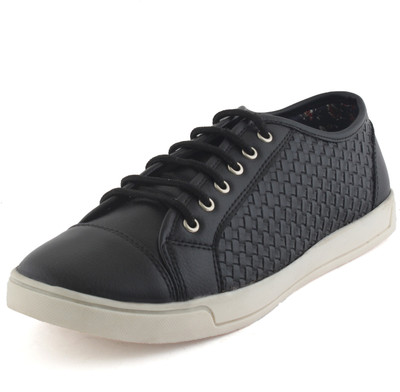

Amanio Leather Casual Shoes Sneakers For Men(Black