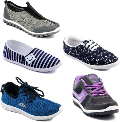 

Asian Women Casual & Running Shoes Combo Pack of  Canvas Shoes For Women(Multicolor