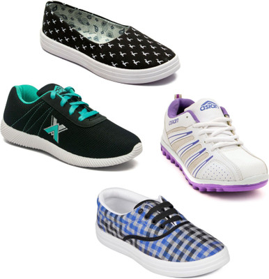 

Asian Women Casual & Running Shoes Combo Pack of 4 Canvas Shoes For Women(Black, Multicolor