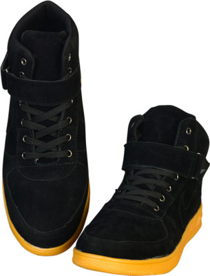 Johnnie Boy suede highankle sneaker Casuals For Men(Black