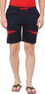GLAMPANDA Solid Men Dark Blue Basic Shorts