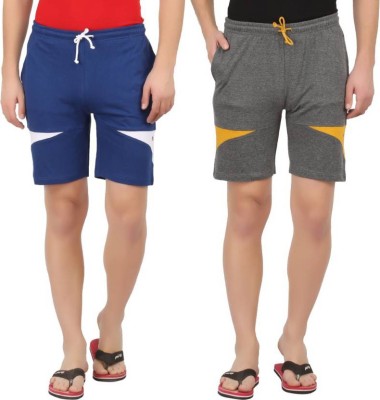 GLAMPANDA Solid Men Blue, Grey Sports Shorts