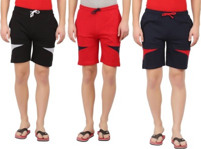 GLAMPANDA Solid Men Dark Blue, Red, Black Sports Shorts