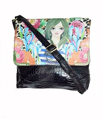 

La Fleur Girls Casual Black PU Sling Bag