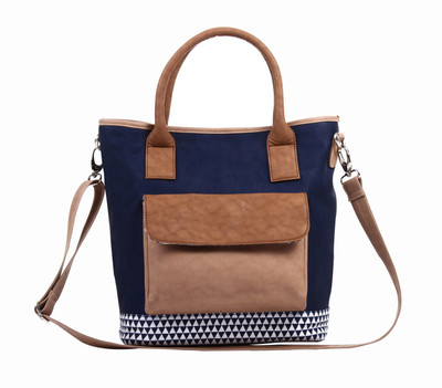 

Mohawk Women Casual Blue, Tan Leatherette Tote