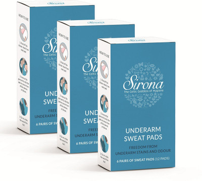 

SIRONA Under Arm Sweat Pads - 36 Pads (3 Pack - 12 Pads Each) Sweat Pads