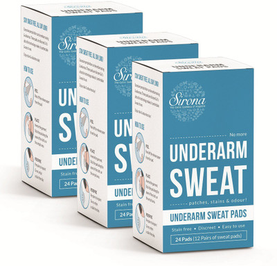 

SIRONA Under Arm Sweat Pads - 72 Pads (3 Pack - 24 Pads Each) Sweat Pads