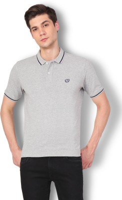 Van Heusen Solid Men Polo Neck Grey T-Shirt