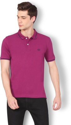 Van Heusen Solid Men Polo Neck Purple T-Shirt