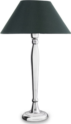 Homesake Royal Ovoid Chrome Lamp with Green Shade Table Lamp(60 cm, Silver)