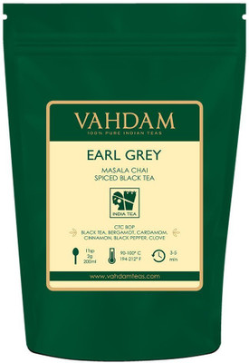 

Vahdam Earl Grey Masala Chai (50 Cups), Loose Leaf Tea Delicious Blend of Black Tea with Natural Bergamot Extracts & Fresh Exotic Spices like Cardamom, Cinnamon, Cloves & Black Pepper, 100gm Cinnamon, Cloves, Cardamom Black Tea Pouch(100 g)