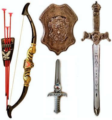 

HALO NATION Bahubali Warrior Set - Knights Fancy Dress Kids Cosplay - Bow Archery , King's Sword, Shield and Dagger(Multicolor)