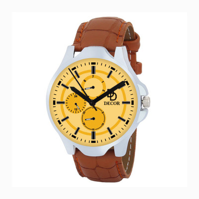 DECOR BRWN-STRP-1-D61 Modish Watch - For Men