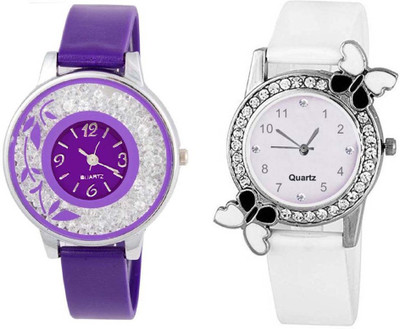 Rage Enterprise New Fancy Purple and White Butterfly Stylish Diamond Dial Women Analog Watch - For Girls
