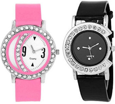 

KDS New Stylish Black & Pink Diamond Watch Watch - For Girls Watch - For Women