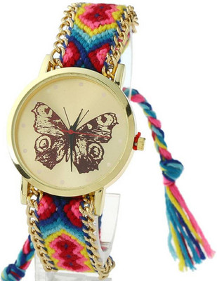 

Talgo New Arrival 2018 Red Robin Season Special RRButterFlyMULTI New 2018 Collection Analog Butterfly Multi Dori Round Gold Dial MultiColour Febric Strap RRButterFlyMULTI Watch - For Girls