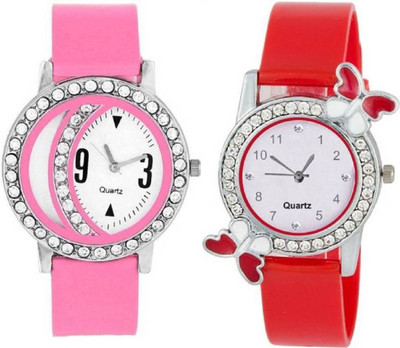 

KDS New Stylish Pink Diamond Red Butterfly Dial Girls Watch - For Men & Women Watch - For Women