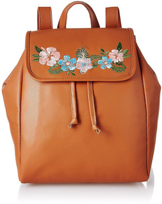 

Kanvas Katha Fashion Embroidered Pu Backpack 4 L Backpack(Tan)
