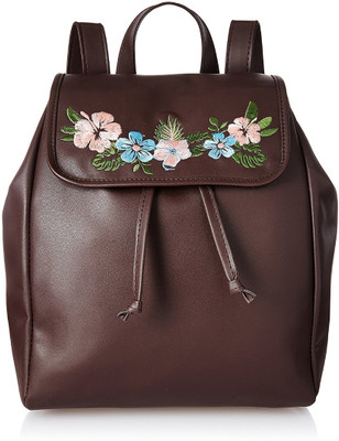 

Kanvas Katha Fashion Embroidered Pu Backpack 4 L Backpack(Brown), Dark brown