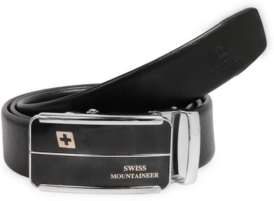 

SWISSMOUNTAINEER Men Formal Black Genuine Leather Reversible Belt