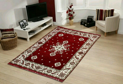 zistur Maroon Cotton Carpet(4 ft,  X 6 ft, Rectangle)