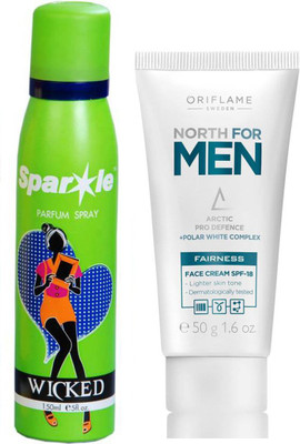 

Oriflame Sweden North For Men Fairness Face Cream 50g (32667) With one sparkle perfume spray 150 ml(Set of 2)