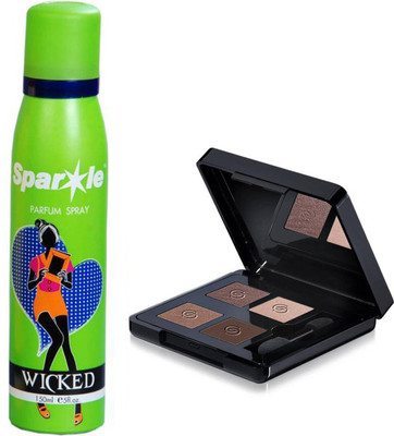 Oriflame Sweden Giordani Gold Eye Shadow Quad 5.2g (Divine Brown - 32076) Wth one sparkle perfume spray 150 ml(Set of 2)
