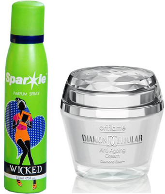

Oriflame Sweden Diamond Cellular Anti-Ageing Cream 50ml (13659) with one sparkle perfume spray 150 ml(Set of 2)