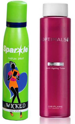 

Oriflame Sweden optimals age revive anti ageing toner 200 ml (32417) one sparkle perfume spray 150 ml(Set of 2)
