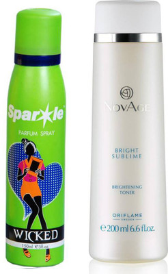 

Oriflame Sweden NovAge Bright Sublime Brightening Toner 200ml (32657) With one sparkle perfume spray 150 ml(Set of 2)