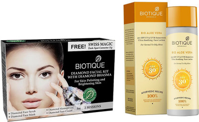 

BIOTIQUE BIO Bio Pearl White Facial Kit, Bio Carrot 30+Spc Sunscreen Ultra Soothing Face Lotion(Set of 2)