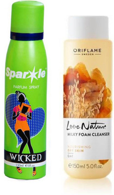 

Oriflame Sweden love nature milky foam cleanser oat 150 ml (33522) with one sparkle perfume spray 150 ml(Set of 2)
