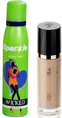 

Oriflame Sweden Giordani Gold Long Wear Mineral Foundation SPF 15 30ml (Light Ivory - 31804) With one sparkle perfume spray 150 ml(Set of 2)