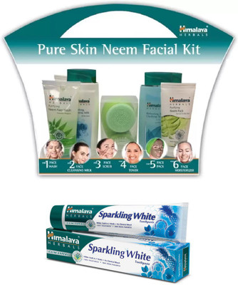 

Himalaya pure skin neem facial kit, sparkling white toothpaste(Set of 2)