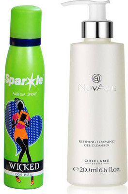 

Oriflame Sweden NovAge Refining Foaming Gel Cleanser 200ml (32596) With one sparkle perfume spray 150 ml(Set of 2)