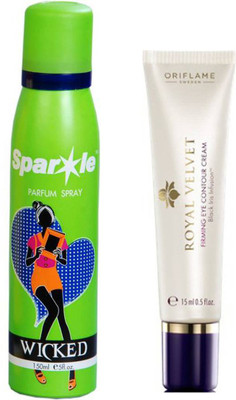 

Oriflame Sweden Royal Velvet Firming Eye Contour Cream 15ml (22815) With one sparkle perfume spray 150 ml(Set of 2)
