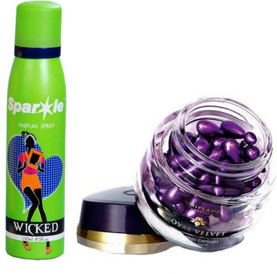 

Oriflame Sweden Royal Velvet Ultra Firming Capsules 28 pcs (24547) With one sparkle perfume spray 150 ml(Set of 2)