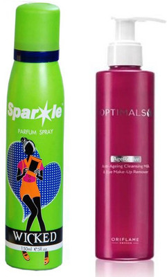 

Oriflame Sweden optimals age revive anti ageing cleansing milk eye make up remover 200 ml (32416) one sparkle perfume spray 150 ml(Set of 2)