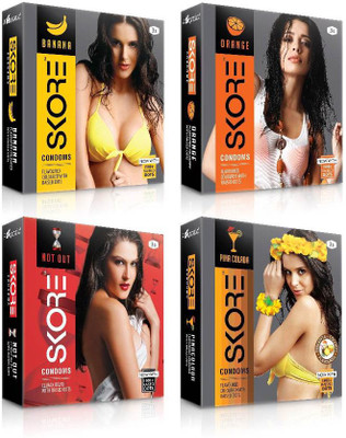 

Skore Dotted ( Banana, Not out, Orange, Pinacolada ) Condom(Set of 4, 12S)