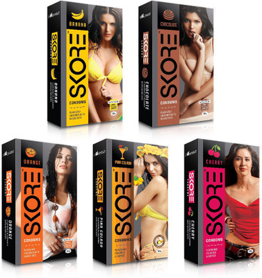 Skore Dotted ( Banana, Cherry, Chocolate, Orange, Pinacolada ) Condom(Set of 5, 50S)
