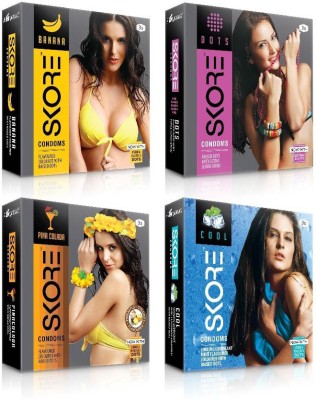 

Skore Dotted ( Banana, Cool, Dots, Pinacolada ) Condom(Set of 4, 12S)