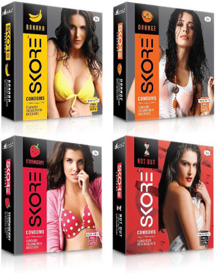 Skore Dotted ( Banana, Not out, Orange, Strawberry ) Condom(Set of 4, 12S)