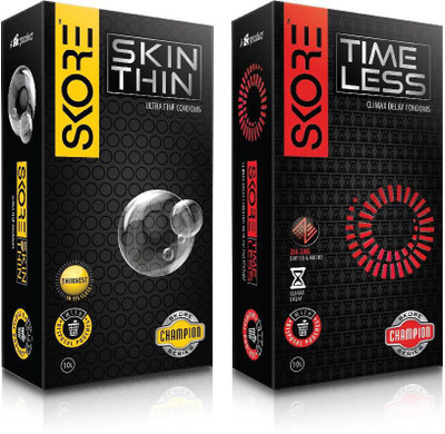 Skore Condoms(Skinthin, Timeless) Condom(Set of 2, 20S) available at flipkart for Rs.240