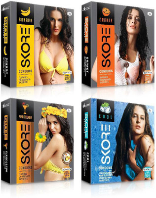 Skore Dotted ( Banana, Cool, Orange, Pinacolada ) Condom(Set of 4, 12S)