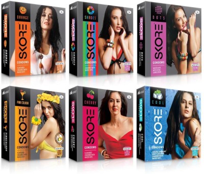 

Skore Dotted ( Cherry, Cool, Dots, Orange, Pinacolada, Shade ) Condom(Set of 6, 18S)