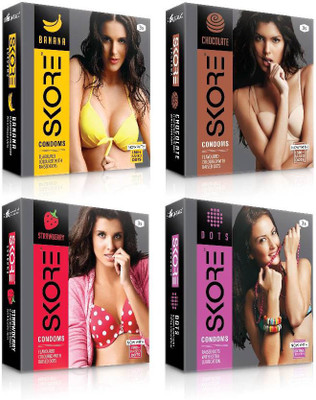 

Skore Dotted ( Banana, Chocolate, Dots, Strawberry ) Condom(Set of 4, 12S)