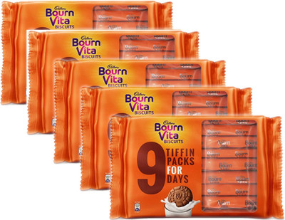 

Cadbury Bournvita Biscuits Crunchy Cookies Tiffin 9 Packs(250 g, Pack of 5)
