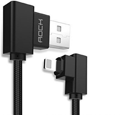 

Rock Dual End L Shape Nylon Braided Sync & Charge Cable(Black)
